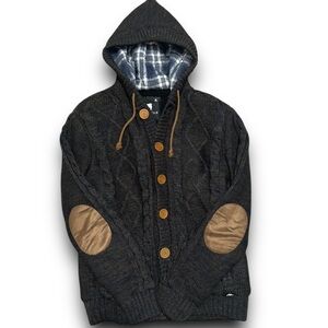 NWOT American Stitch hooded cable knit lined buttoned cardigan